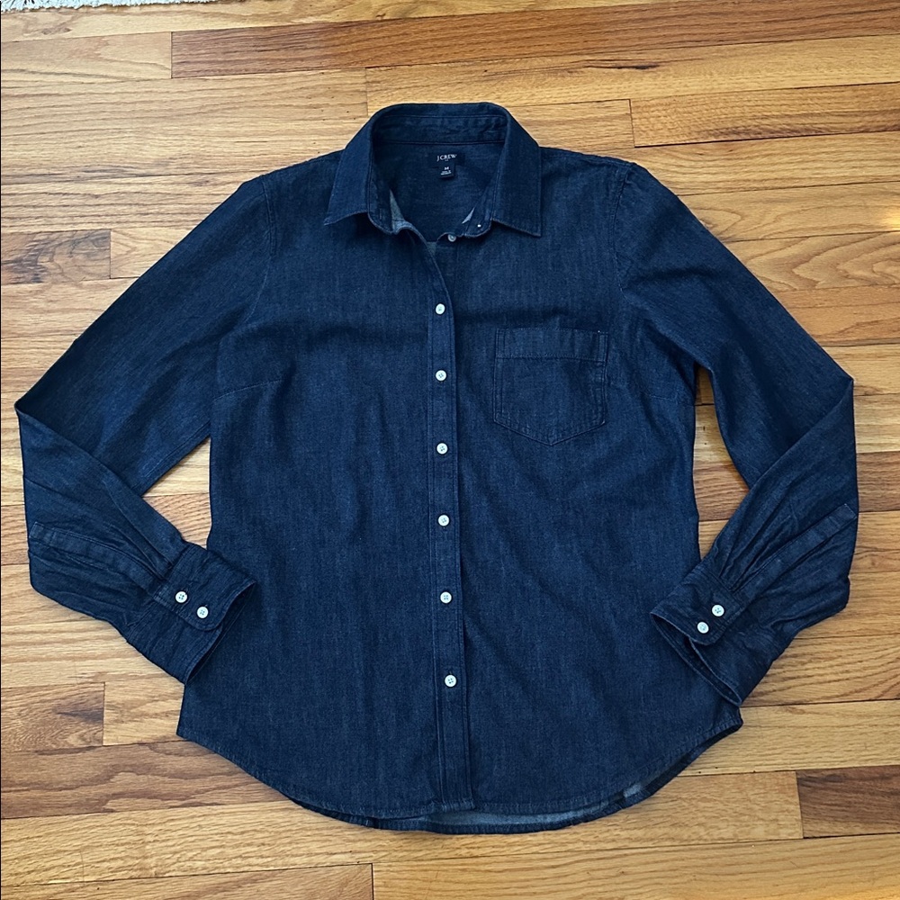 J. Crew Dark Blue Casual Denim Button Down Shirt Sz M